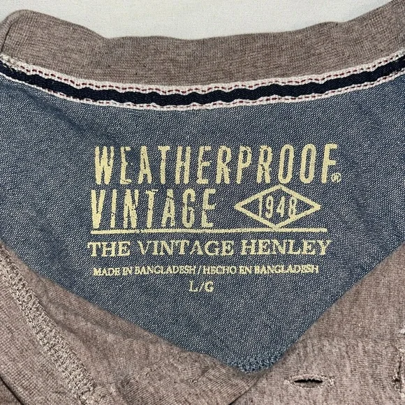 Weatherproof Henley Men’s Size L Light Brown The Vintage Henley - Picture 2 of 8
